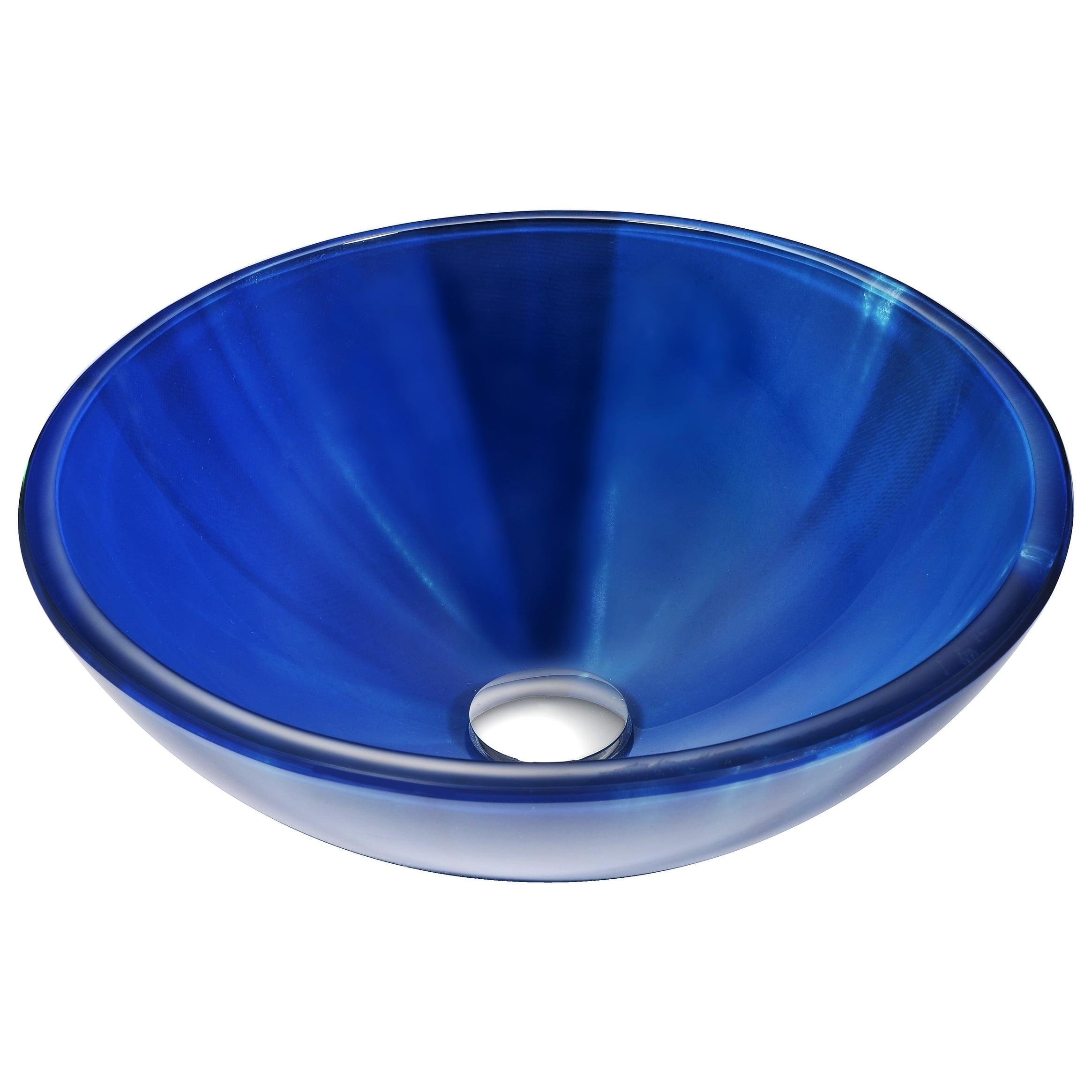 Lustrous Blue Round Glass Above-Counter Vessel Sink