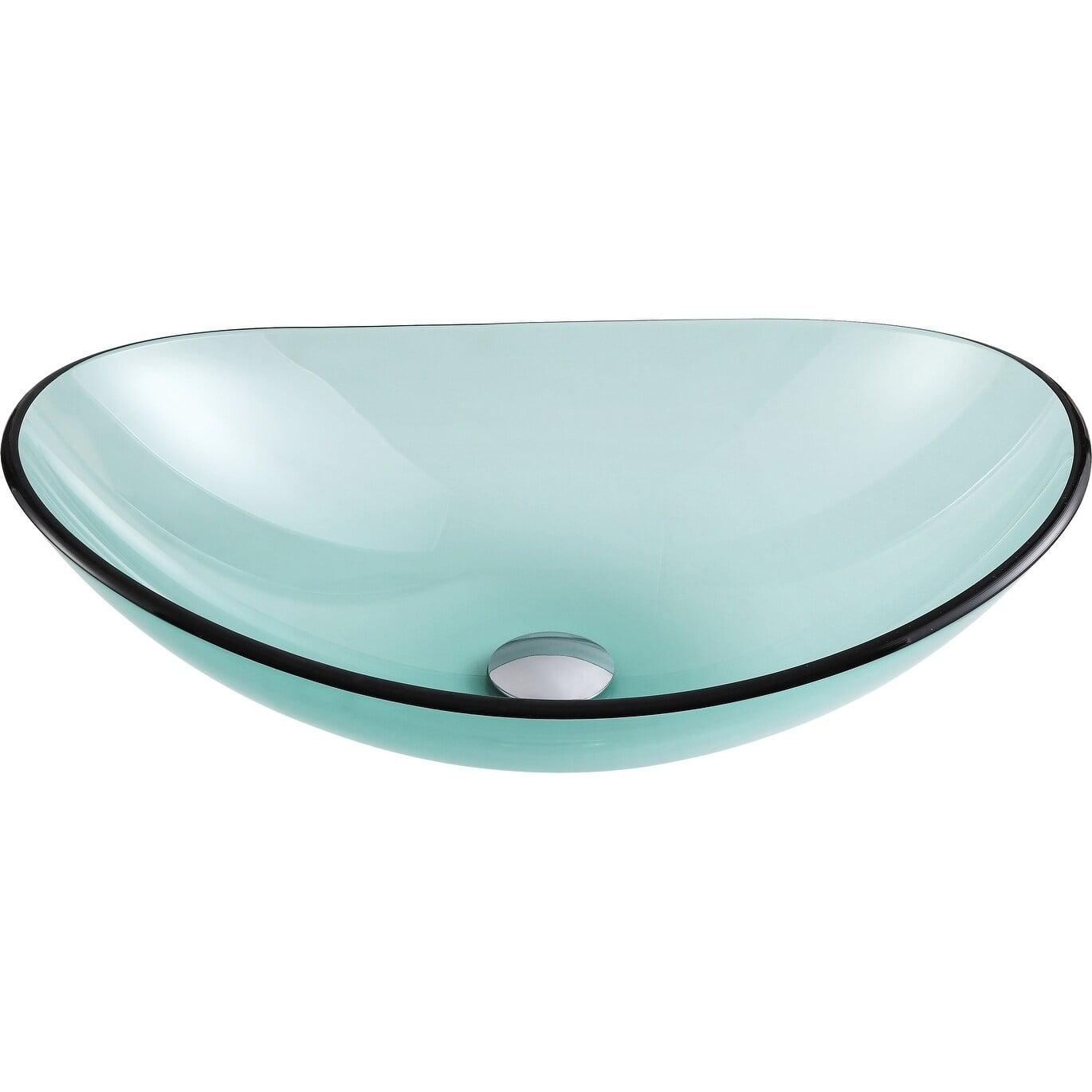 Lustrous Green Oval Tempered Glass Above-Counter Bathroom Sink