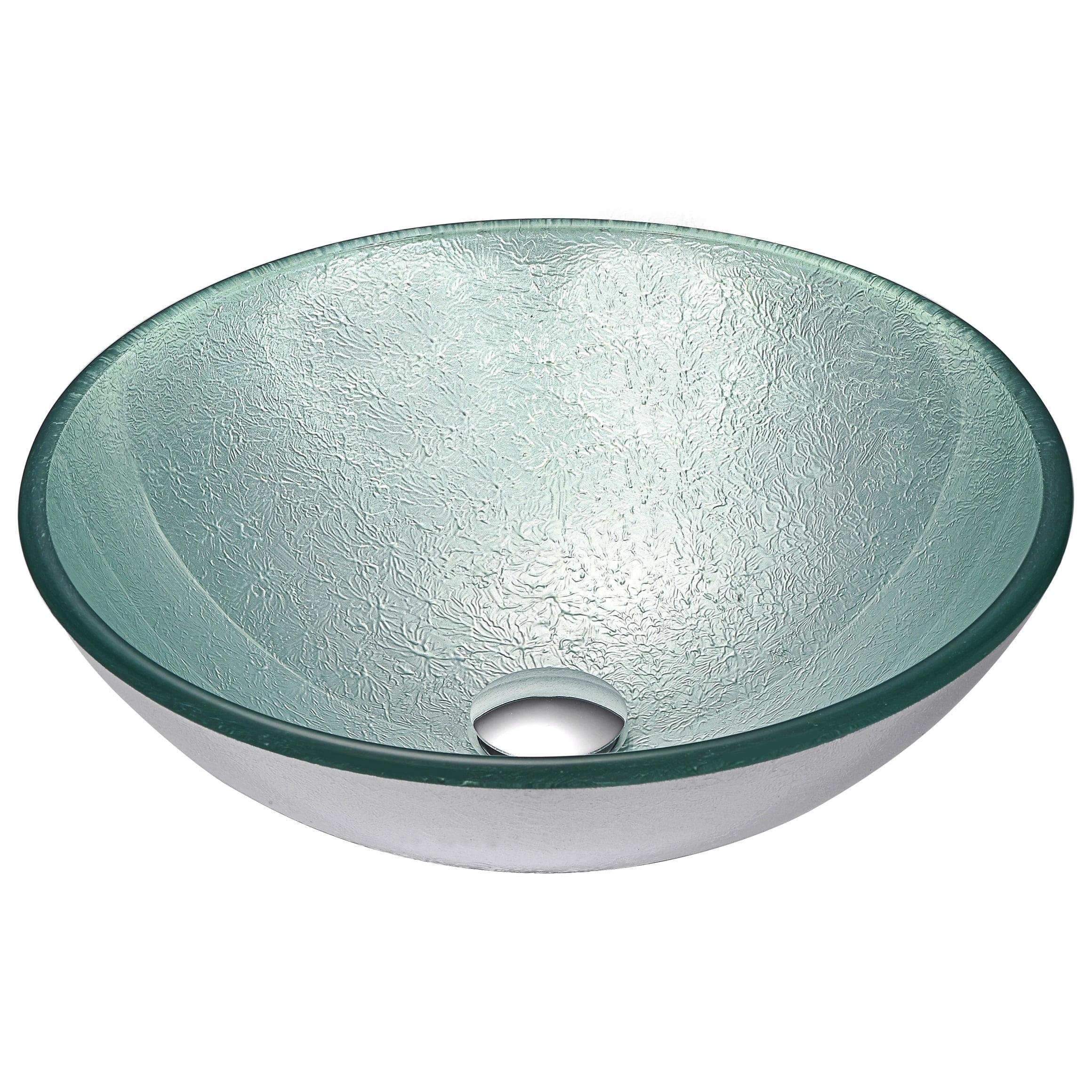 Spirito Silver and Green Glass Circular Vessel Sink