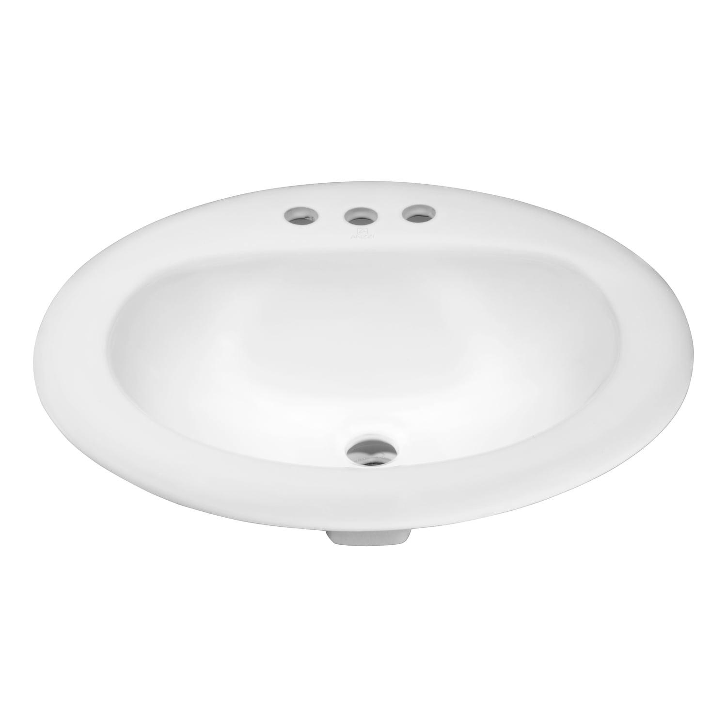 Cadenza White Ceramic Oval Drop-In Bathroom Sink