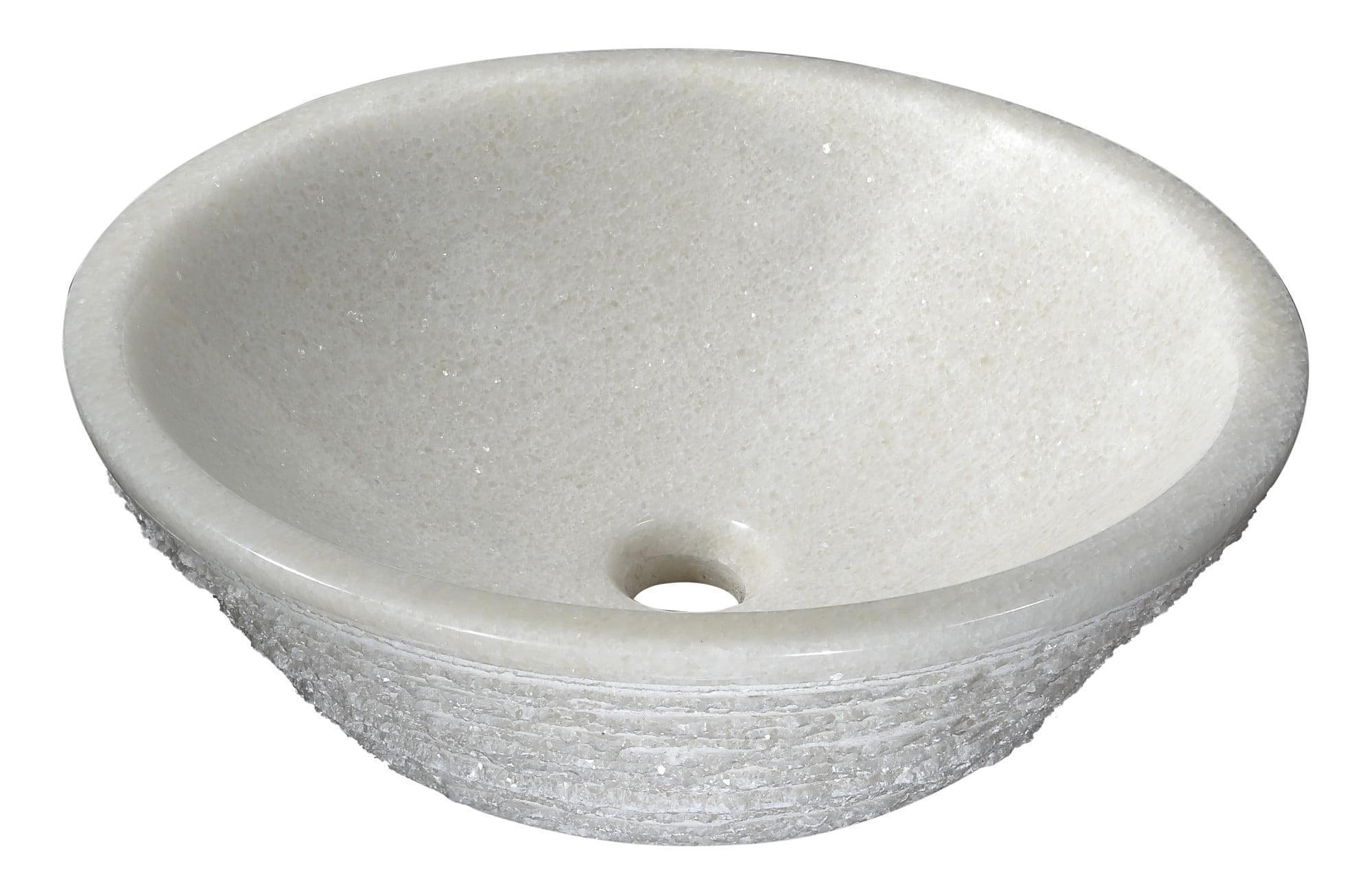 Nora 16.5'' White Marble Stone Circular Bathroom Sink