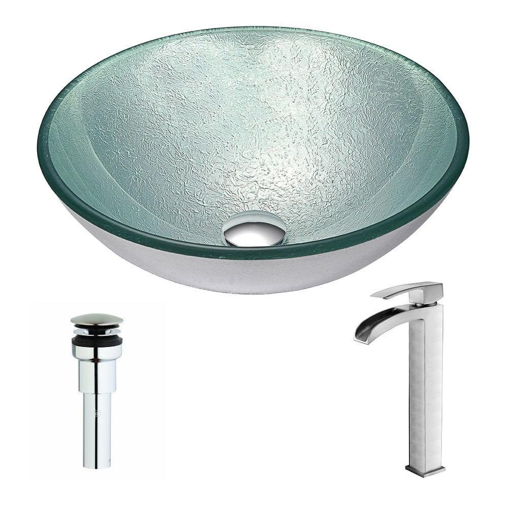 ANZZI LSAZ055-097B ANZZI Spirito 16.5'' Tempered Glass Circular Bathroom Sink with Faucet