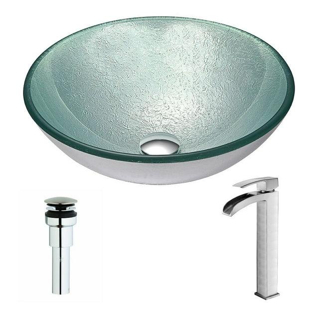 ANZZI Spirito 16.5'' Tempered Glass Circular Bathroom Sink with Faucet