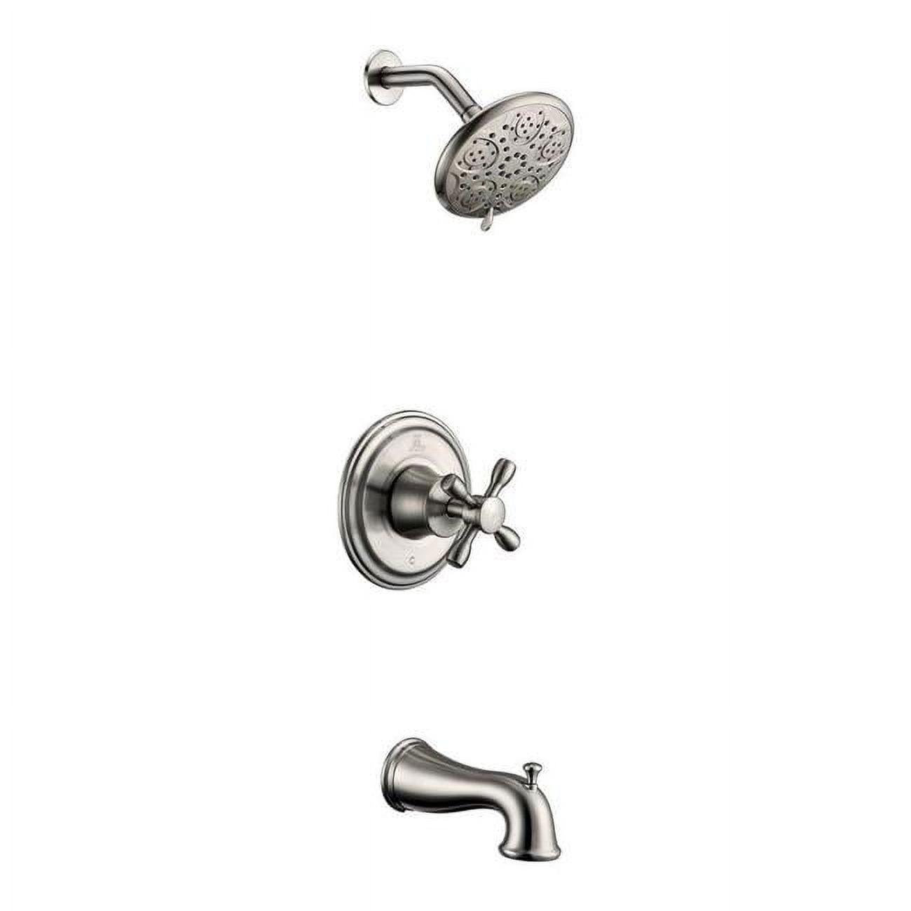 Brushed Nickel Wall Mounted Showerhead and Bath Faucet Set