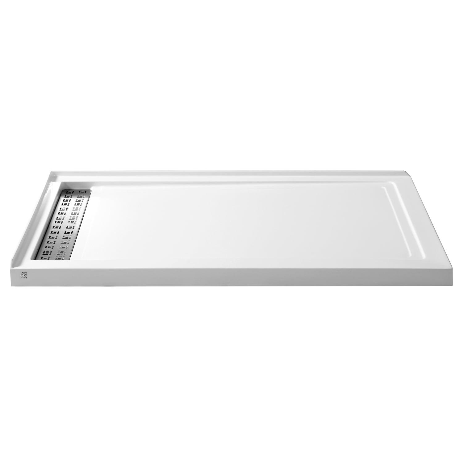 Field Series 60'' White Acrylic Double Threshold Shower Base