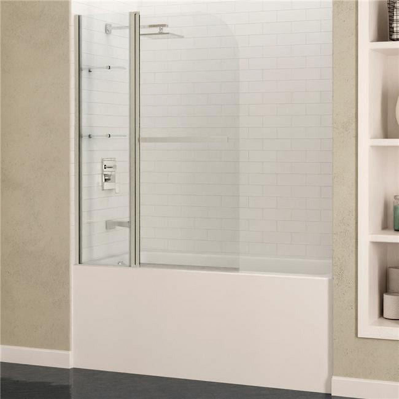 Galleon 58" H Hinged Frameless Tub Door with Tsunami Guard Technology