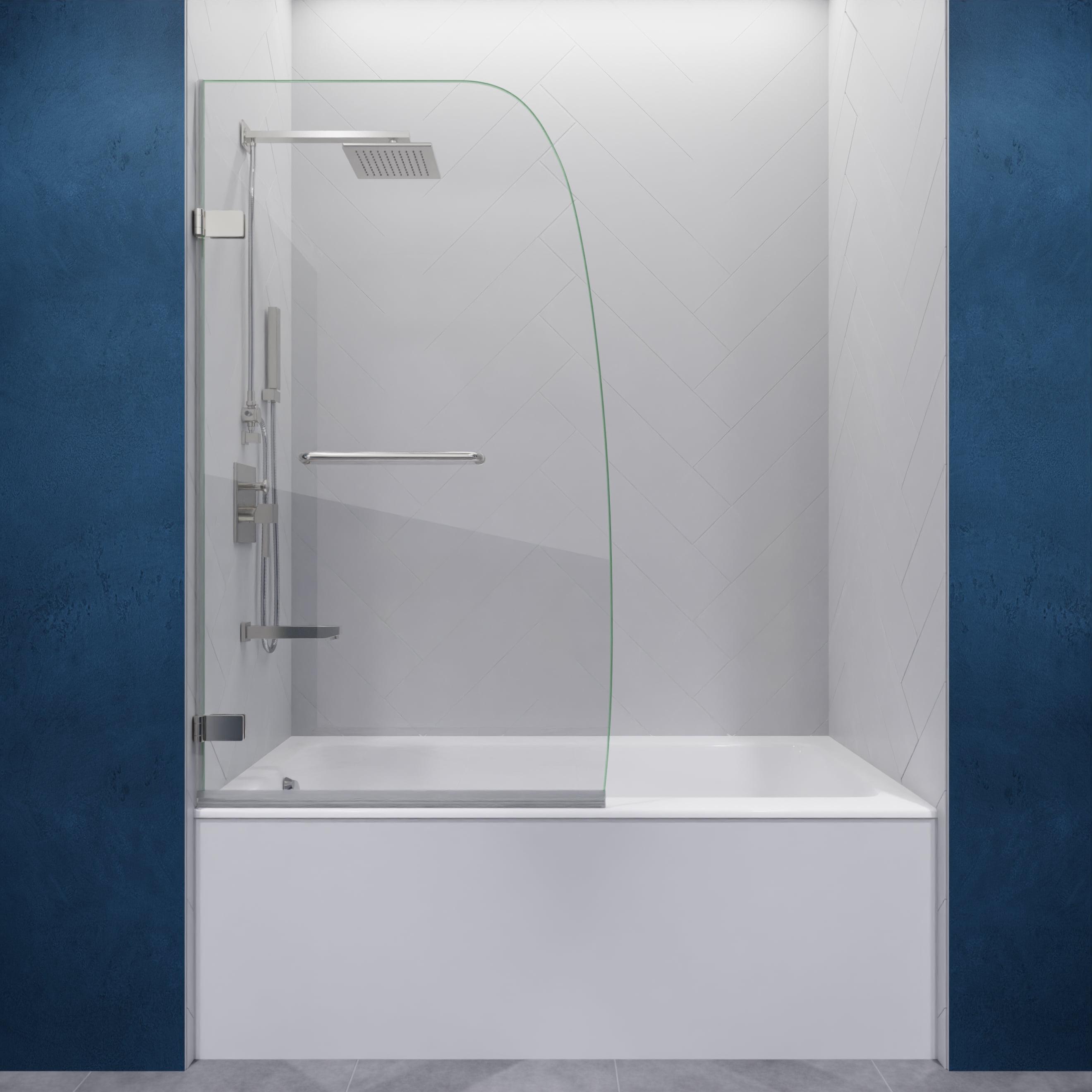 Vensea 31.5" W x 58" H Hinged Frameless Tub Door with Tsunami Guard