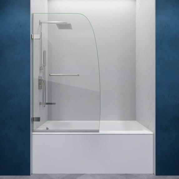 Vensea 31.5" W x 58" H Hinged Frameless Tub Door with Tsunami Guard