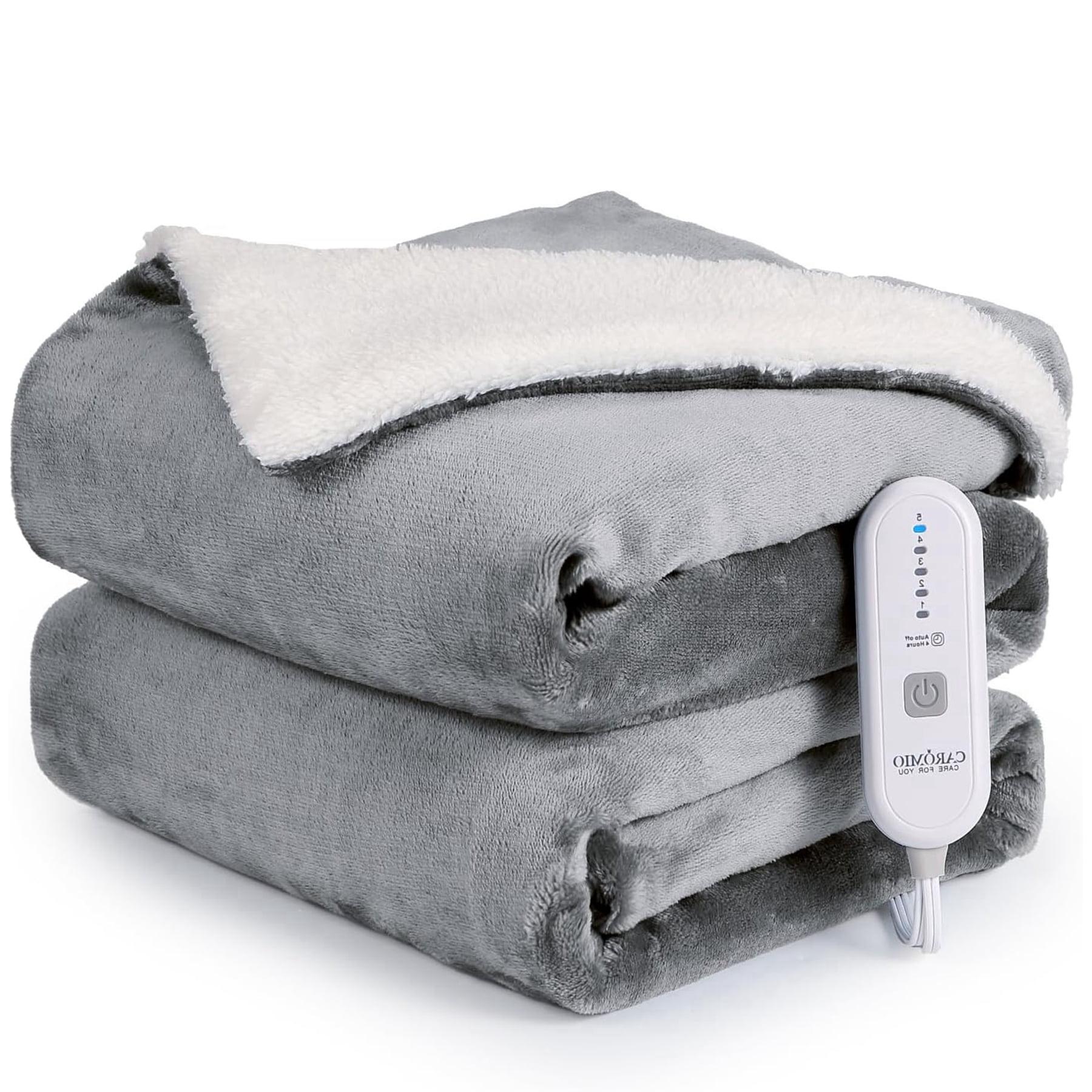 Gray Reversible Electric Fleece Throw Blanket 50" x 60"