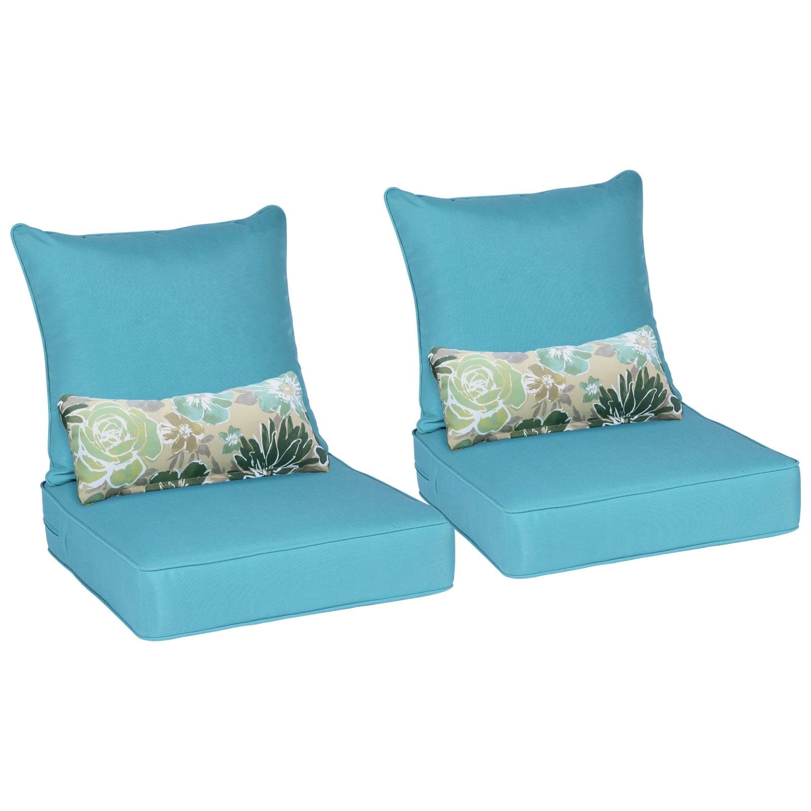 Aoodor 22'' x 24'' Outdoor Deep Seat Chair Cushion Set, Olefin Fabric Slipcover and Sponge Foam (Set of 2 Seats, 2 Backs, 2 Lumbar Pillows)