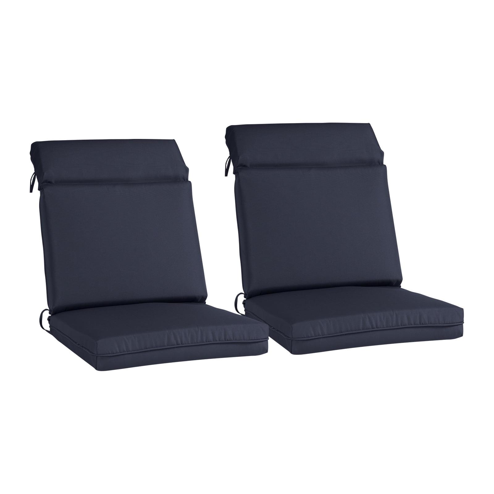 Navy Blue High Back Dining Chair Cushion Set with Ties