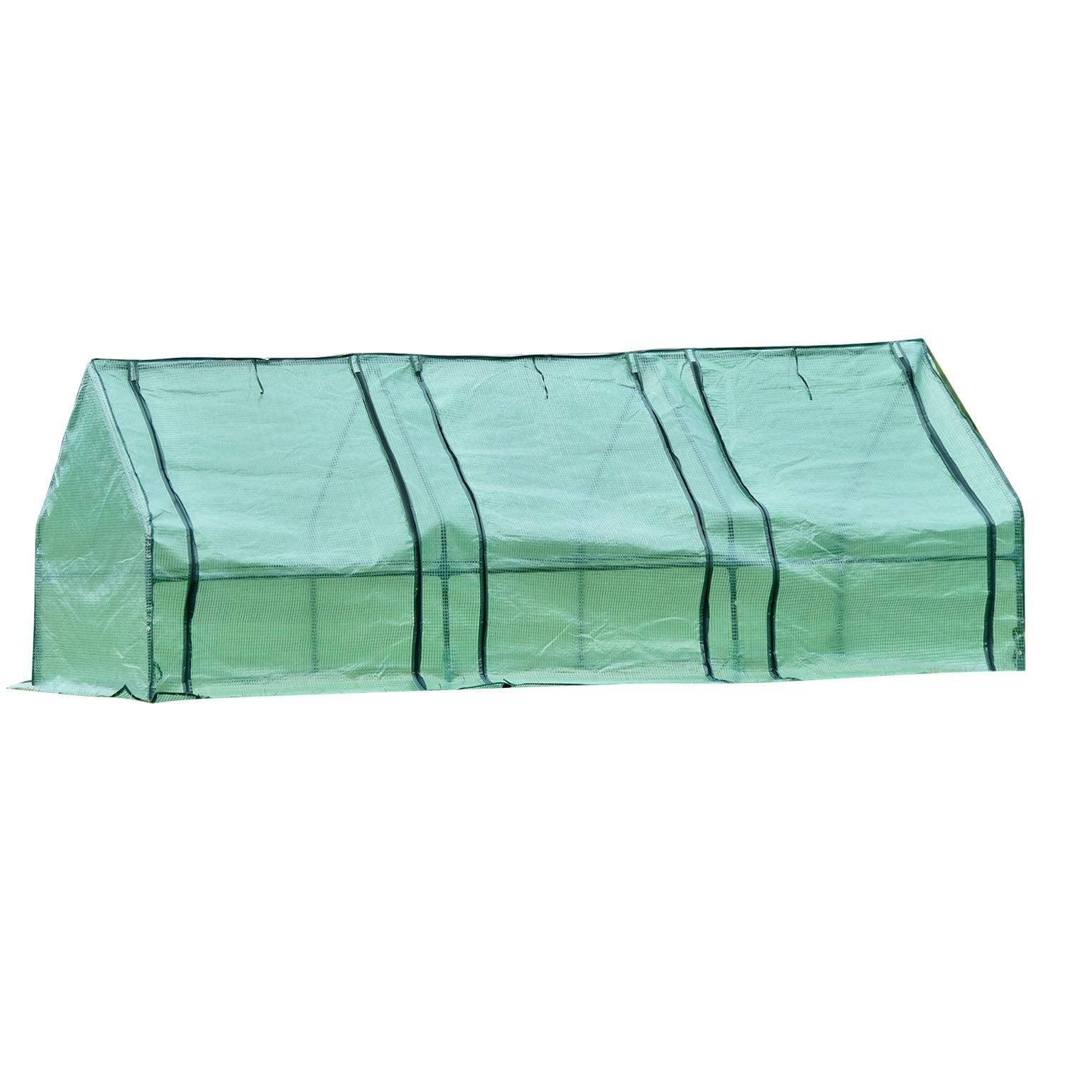 Green 9 ft. x 3 ft. x 3 ft. Mini Greenhouse with Zipper Doors