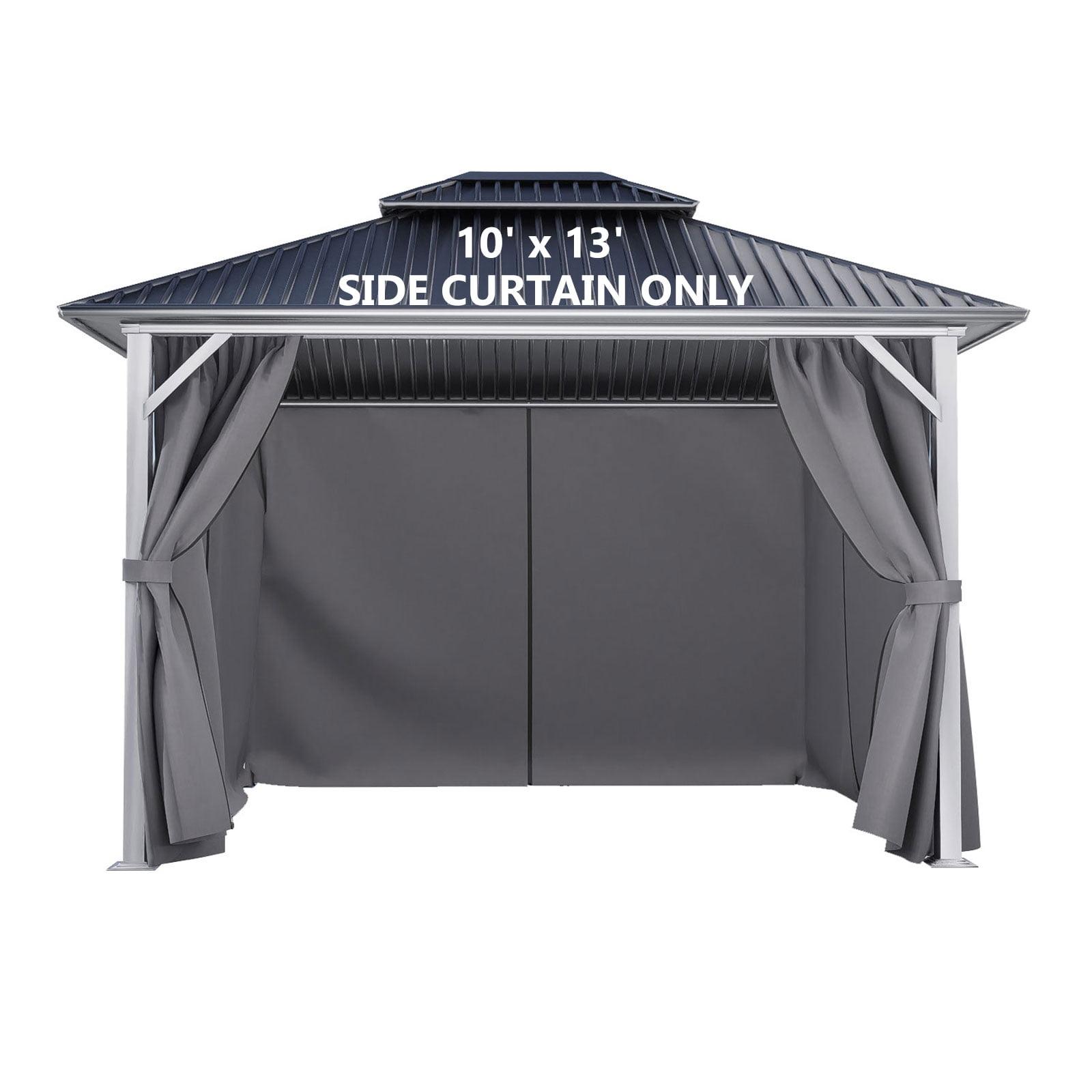 Aoodor Gazebo Curtain Replacement - Universal 4-Panel Sidewalls 10' x 13', Patio Privacy Curtains with Double Zipper, UV Resistant, Perfect for Outdoor Canopy, Garden, and Backyard (Curtain Only) Grey