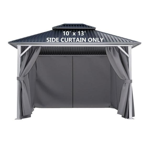 Aoodor Gazebo Curtain Replacement - Universal 4-Panel Sidewalls 10' x 13', Patio Privacy Curtains with Double Zipper, UV Resistant, Perfect for Outdoor Canopy, Garden, and Backyard (Curtain Only) Grey
