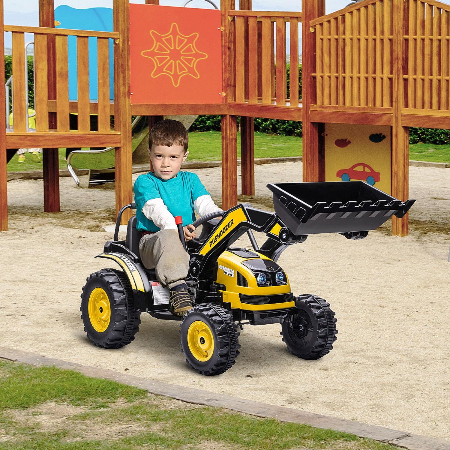 Aosom 6V Yellow Kids Ride-On Construction Truck with Adjustable Bucket