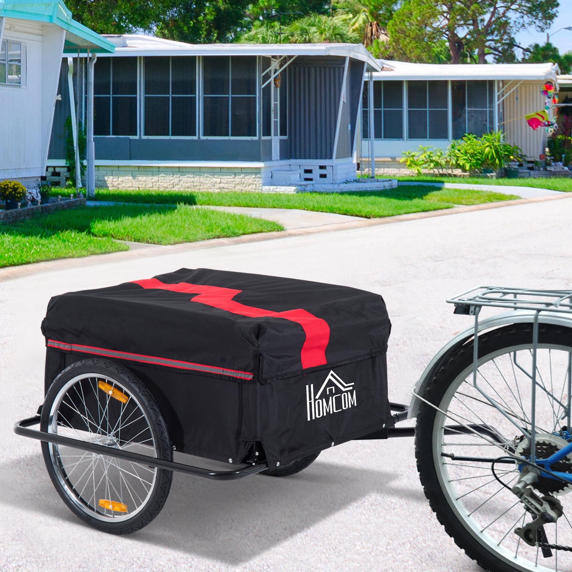 Aosom Bicycle Cargo Trailer, Two-Wheel Bike Luggage Wagon Trailer with Removable Cover, Red