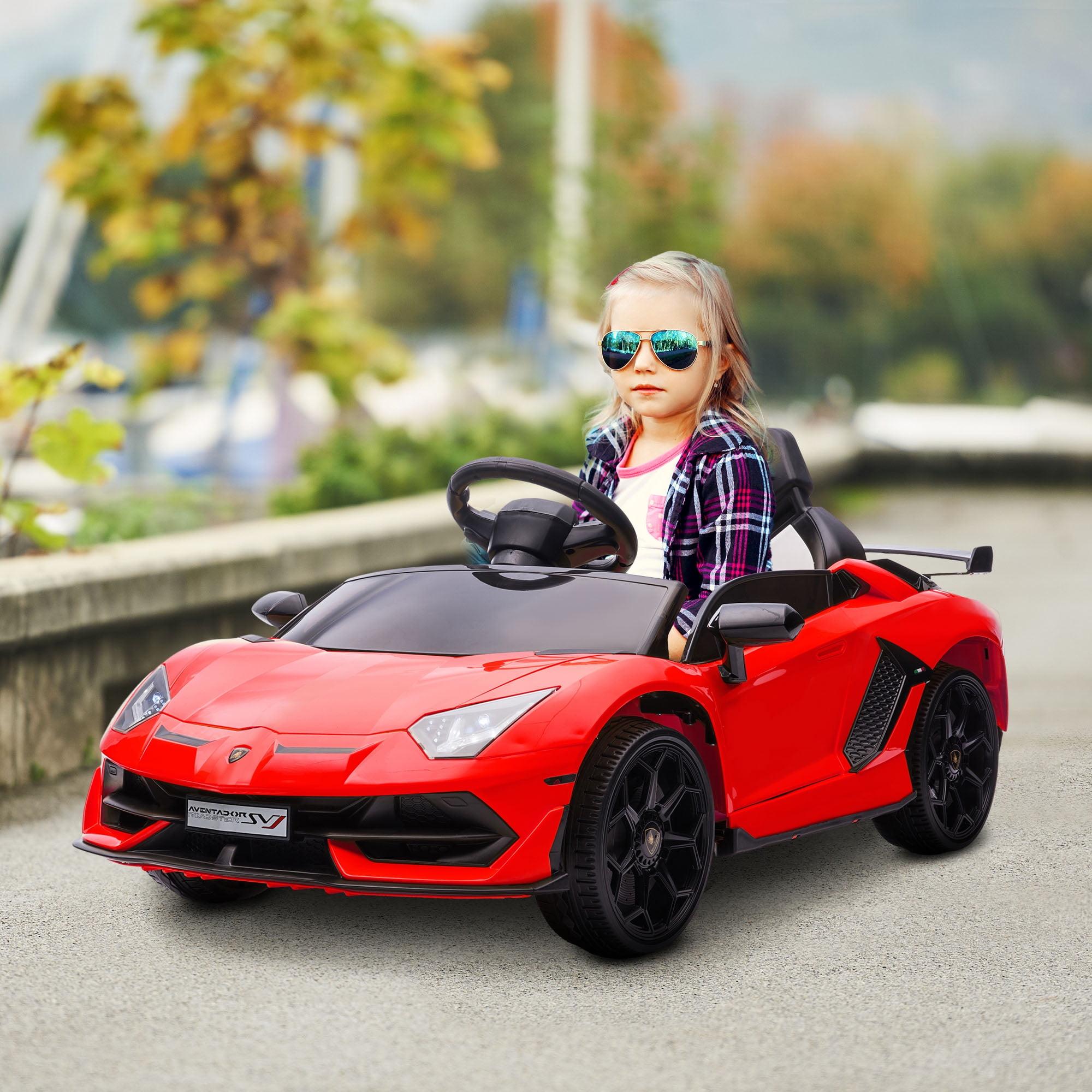 Aosom Lamborghini Aventador 12V Licensed Kids Ride on Car with Scissor Doors, Easy Transport, Remote, Suspension System, Horn, Music, Lights