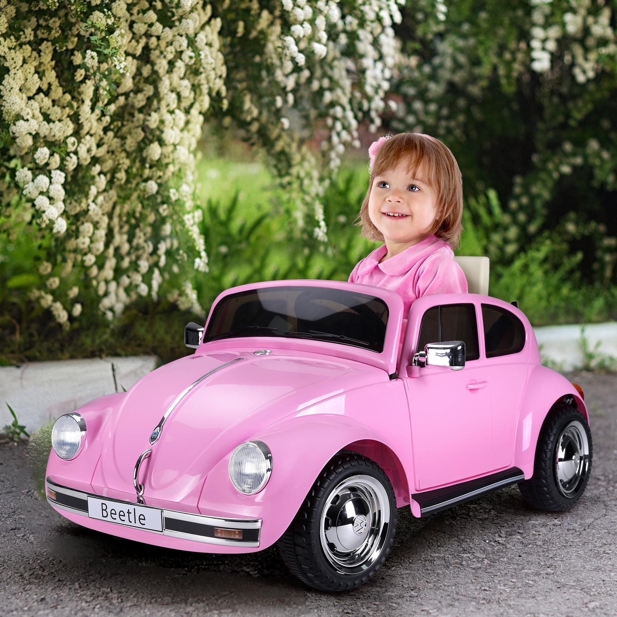 Aosom Licensed Volkswagen Beetle Electric Kids Ride-On Car 6V Battery Powered Toy with Remote Control Music Horn Lights MP3 for 3-6 Years