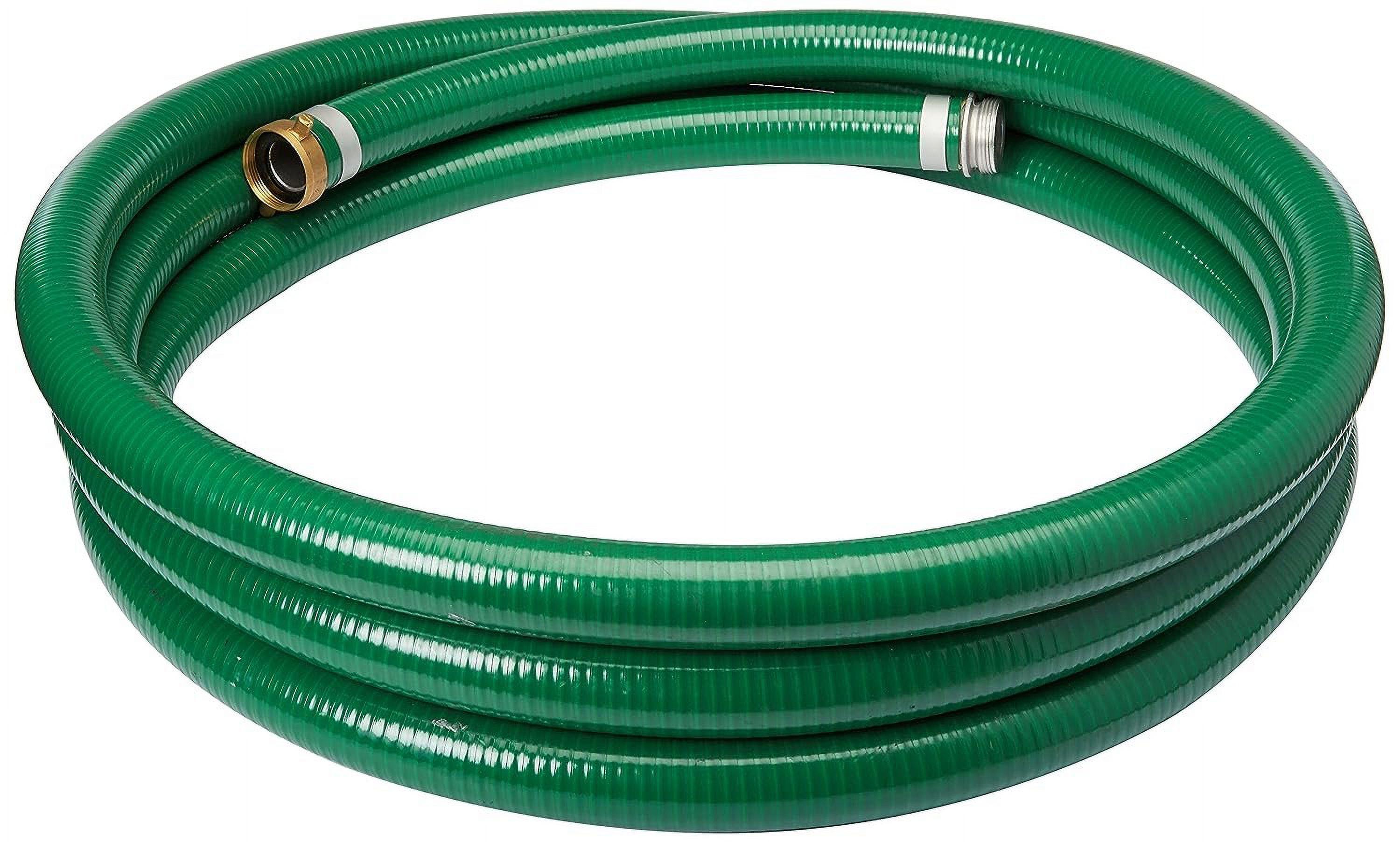 Gloxco Heavy Duty Green PVC Suction Hose for Water Transfer, 70 PSI Max Pressure, 1-1/2" Inside Diameter, 20 ft Length