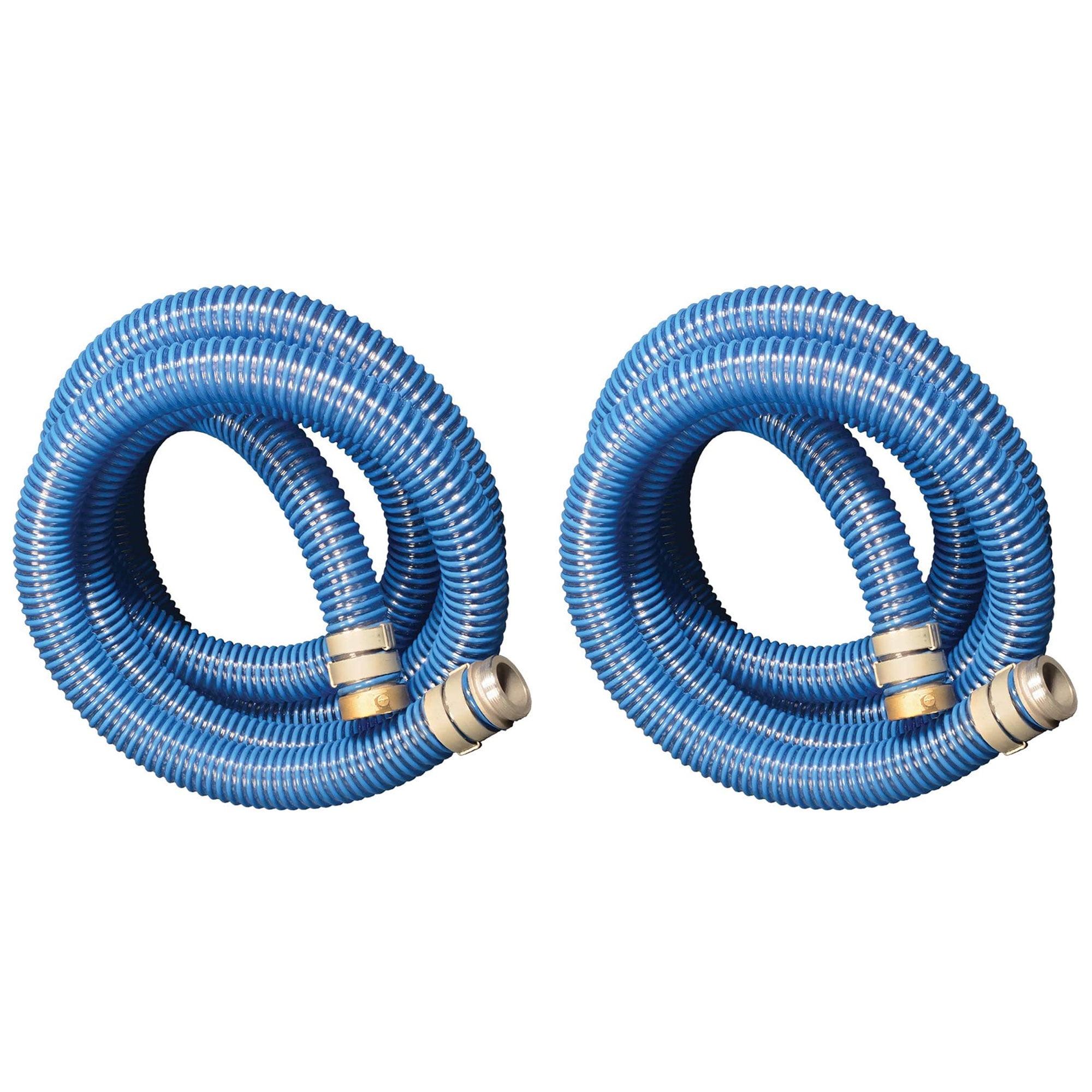 Apache 98106501 2 Inch Diameter 20 Foot Length 58 psi PVC Flexible Industrial Pump Pool Hose with Aluminum Pin Lug Short Shank Coupling, Blue (2 Pack)