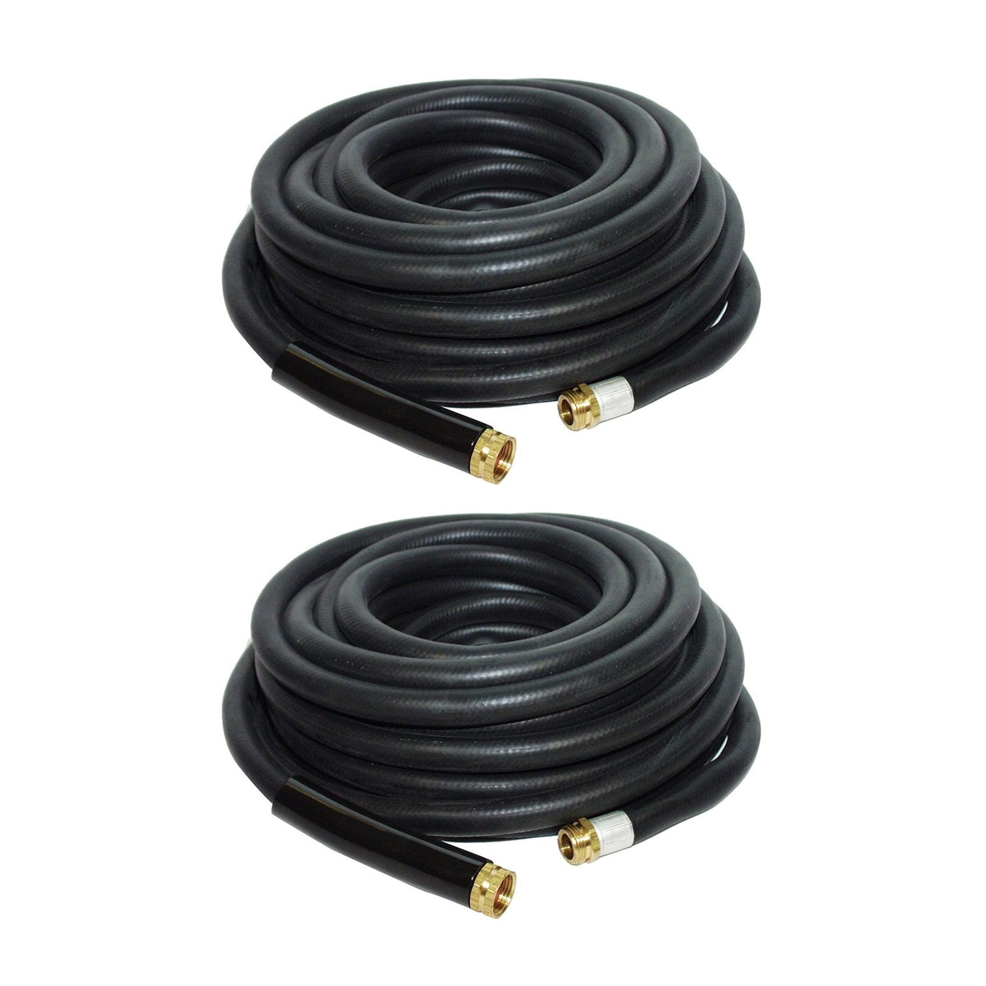 Apache 98108804 50 Foot Industrial Rubber Garden Water Hose with Heavy Duty MGHT x FGHT Brass Fittings and 1 Bend Restrictor (2 Pack)