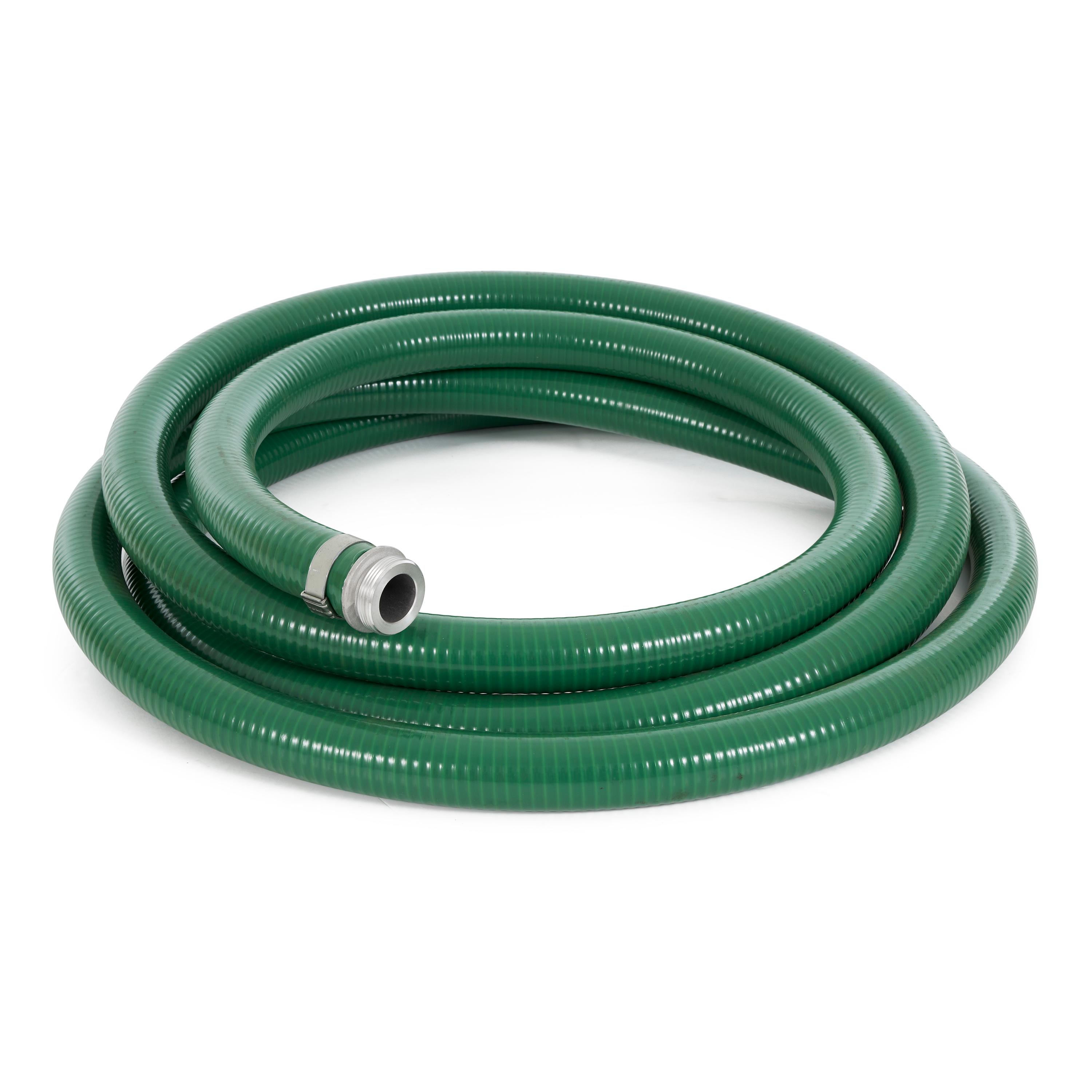 Gloxco Heavy Duty Green PVC Suction Hose for Water Transfer, 70 PSI Max Pressure, 1-1/2" Inside Diameter, 20 ft Length