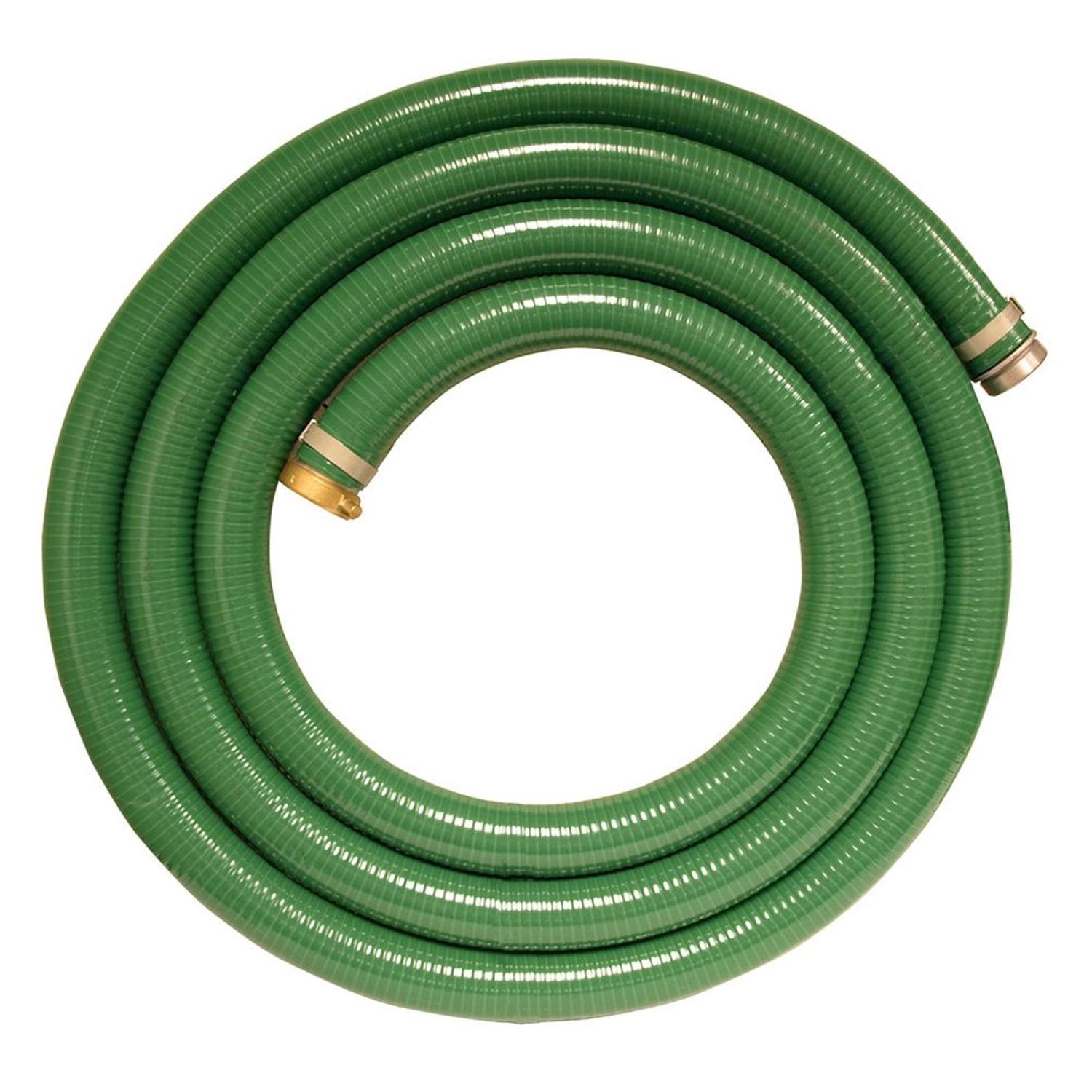 Apache 98128035 2-inch Diameter 15 Foot 60 psi Flexible PVC Water Fuel Chemical Suction Discharge Hose with Aluminum Quick-Connection Fittings, Green