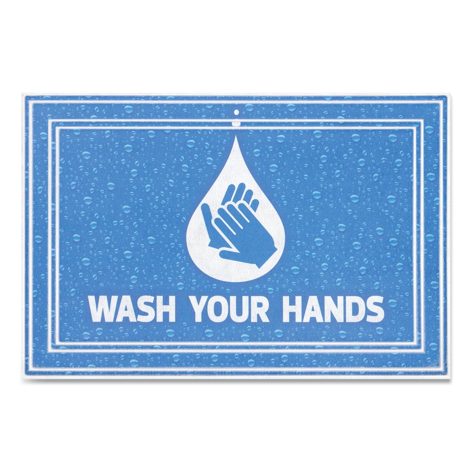Apache Mills Message Floor Mats 24 x 36 Blue Wash Your Hands 3984528822X3