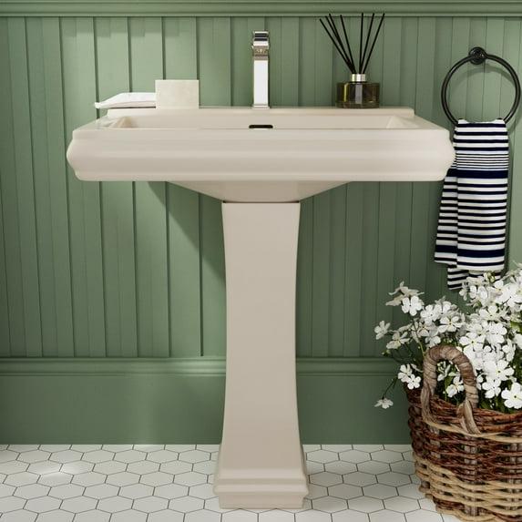 Apex 34" Tall Rectangular Vitreous China Pedestal Bathroom Sink with Overflow