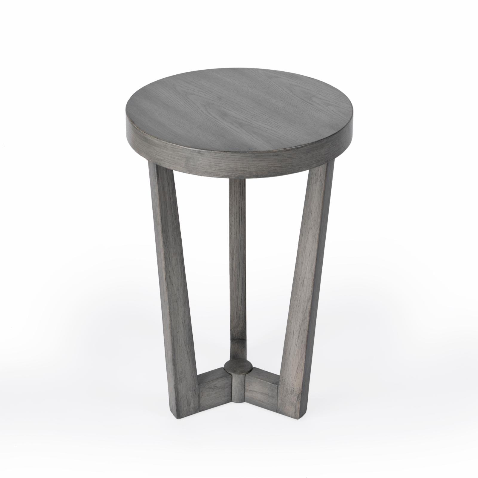 Aphra Modern Round 16" Wood Side Table in Powder Gray