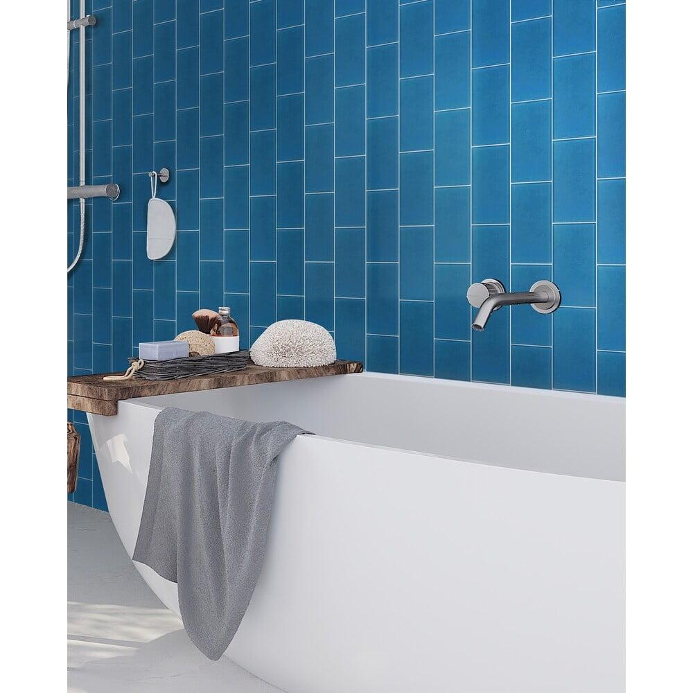 Ocean Blue Matte Glass Subway Tile 3" x 6"