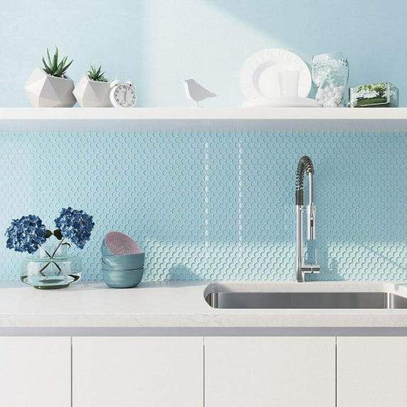 Apollo Tile Penny 1 " X 1 " Straight Edge Glass Mosaic Sheet Wall & Floor Tile