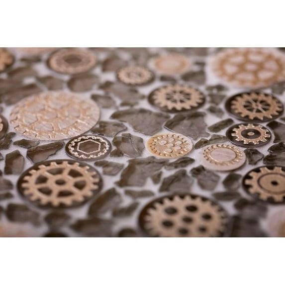 12" x 12" Glass Metal Look Mosaic Wall Tile