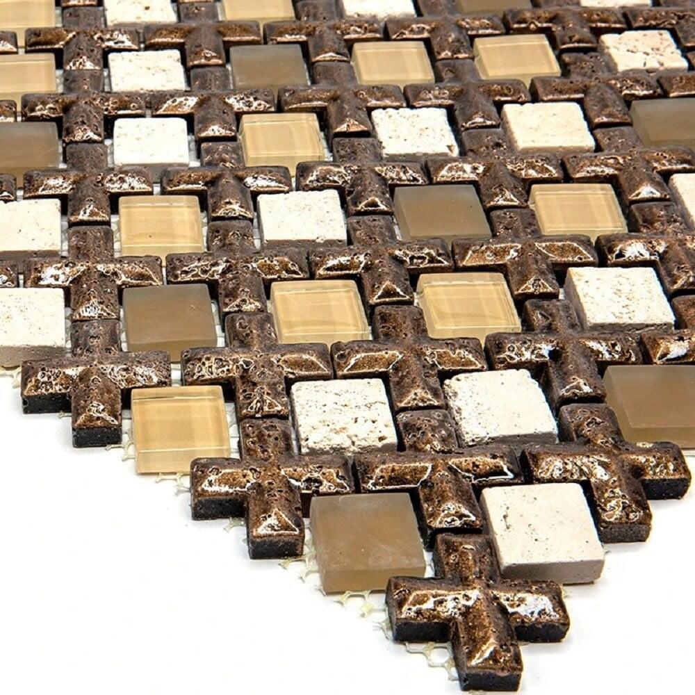 11" x 11" Glass Grid Mosaic Wall Tile