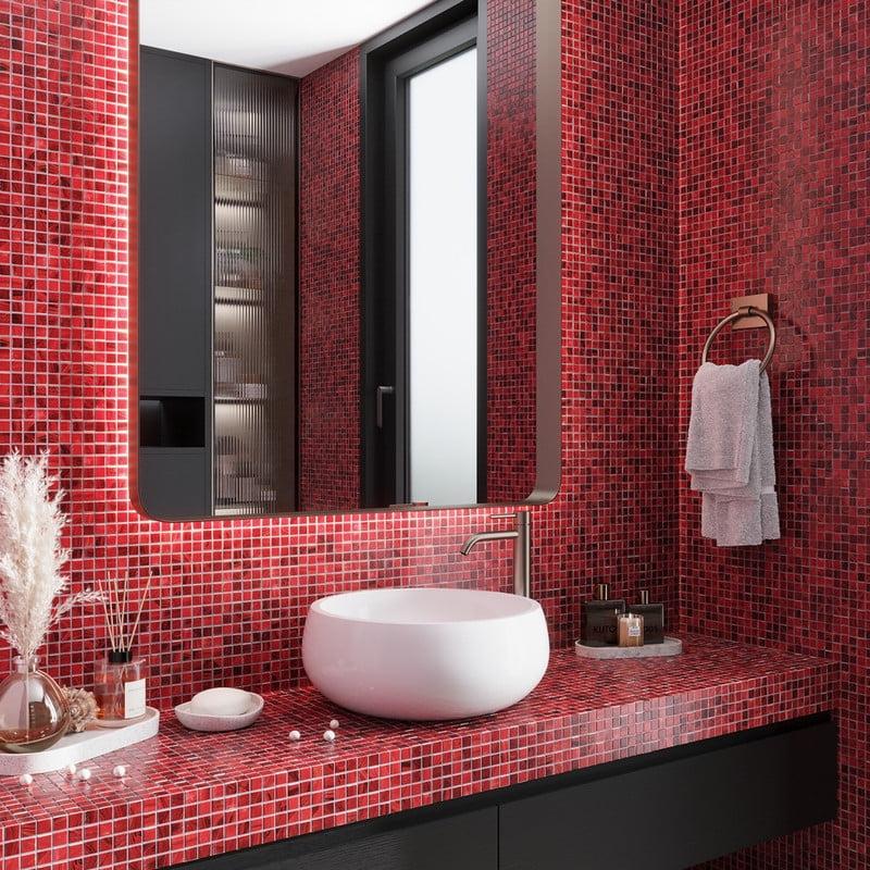 Ruby Red 12" x 12" Glossy Glass Mosaic Tile