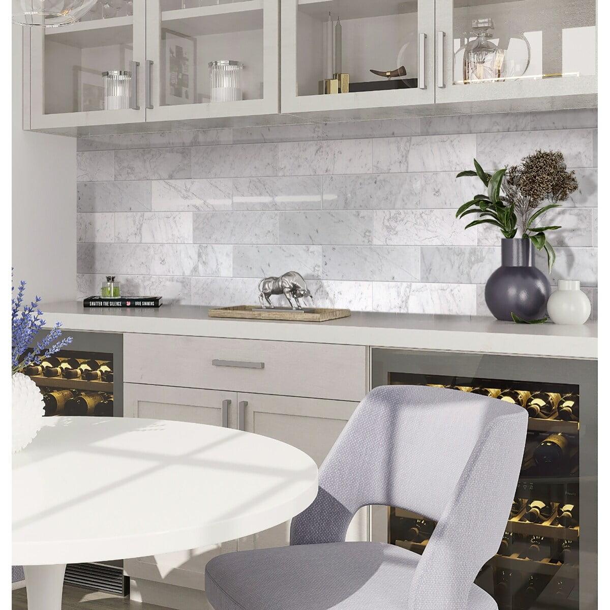 Apollo Gray and White Polished Marble 4x12 Subway Tile