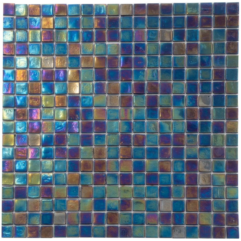 Skosh 11.6" Iridescent Blue Glass Mosaic Tile