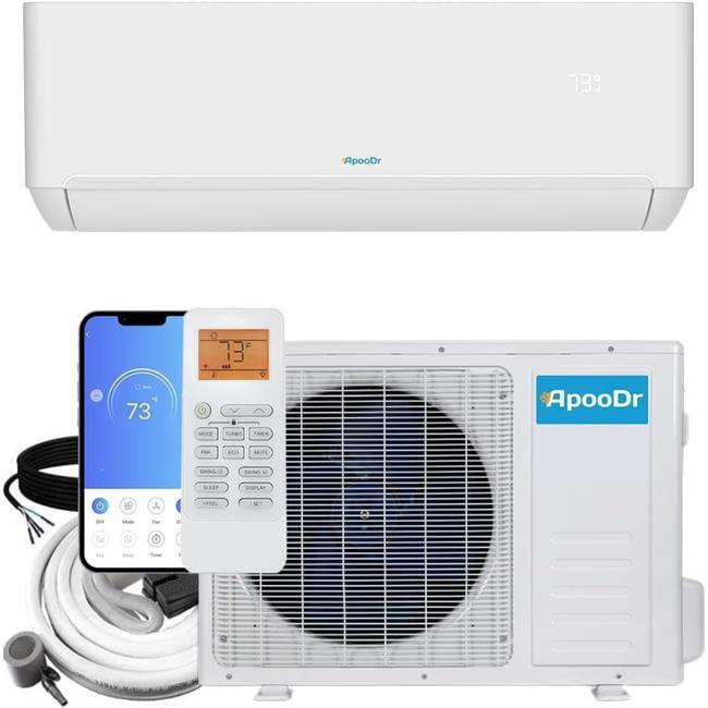 ApooDr White 9,000 BTU Ductless Mini Split AC with Heat Pump