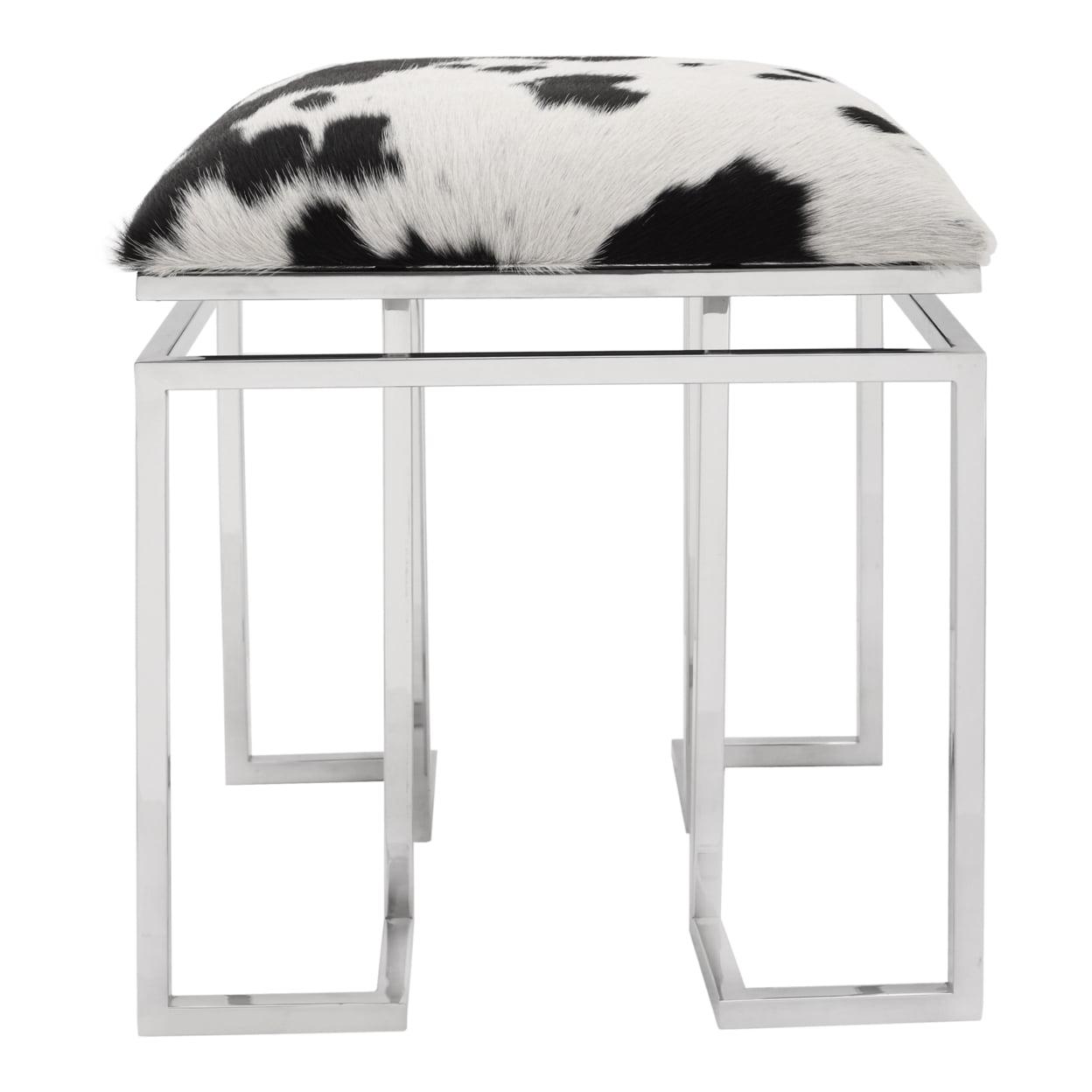 Contemporary Black and White Cowhide Vanity Stool