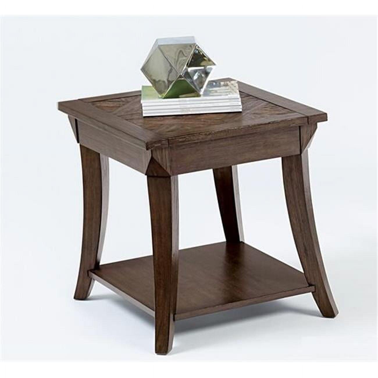 Transitional Dark Poplar Rectangular End Table with Storage