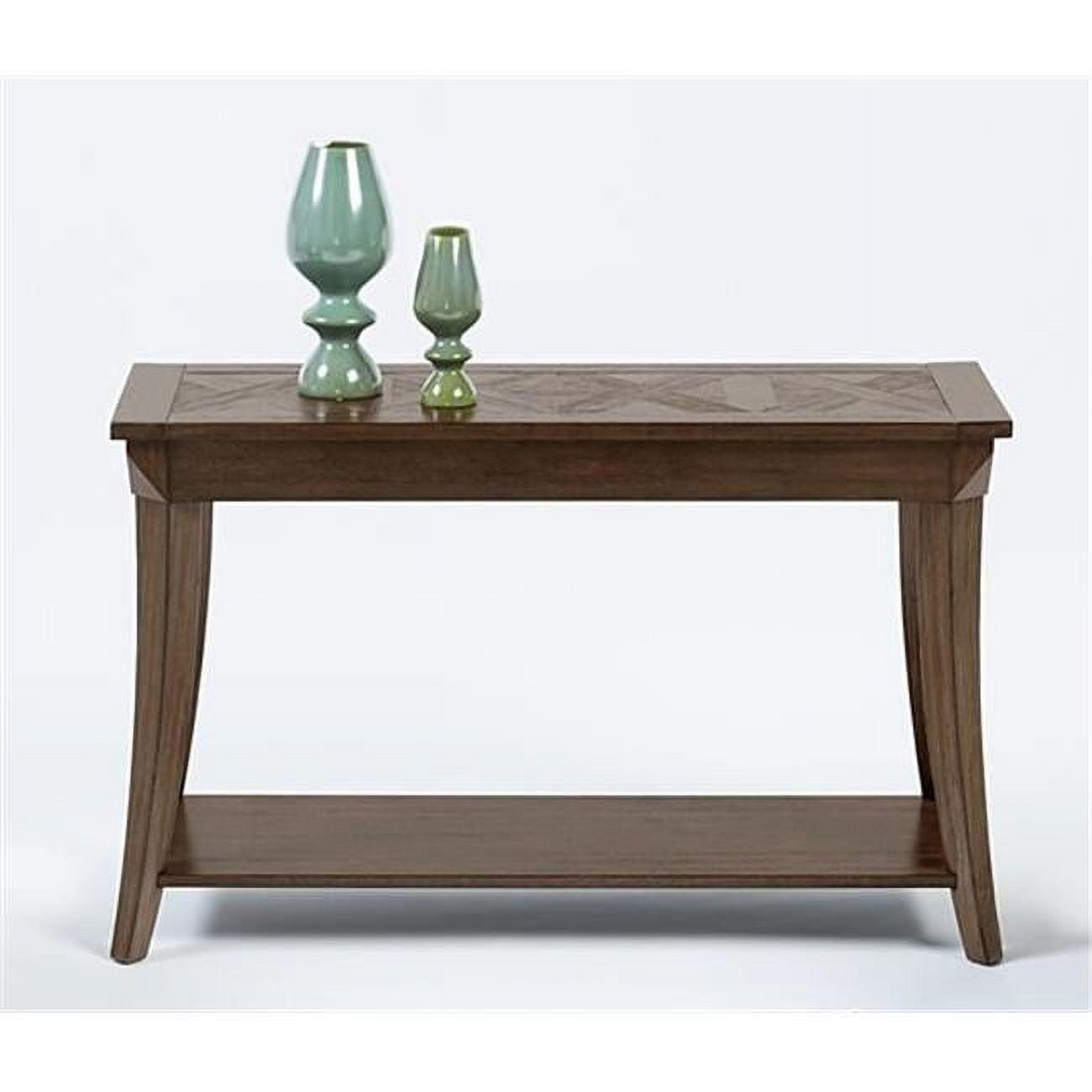 Transitional Dark Poplar Brown Rectangular Console Table with Storage