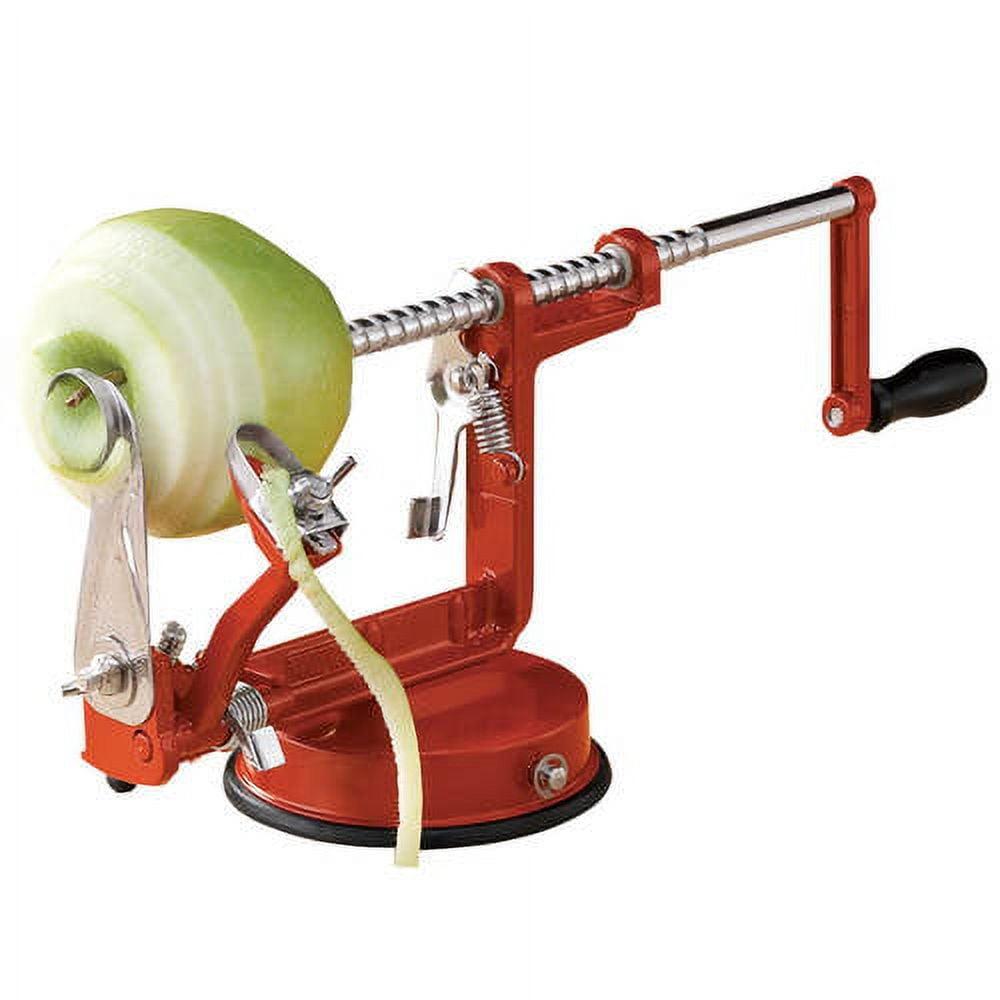 Perfect Peel Apple Peeler - Easy Clean Removable Commercial Grade Blade - Corer, Red - Apple Corer and Peeler