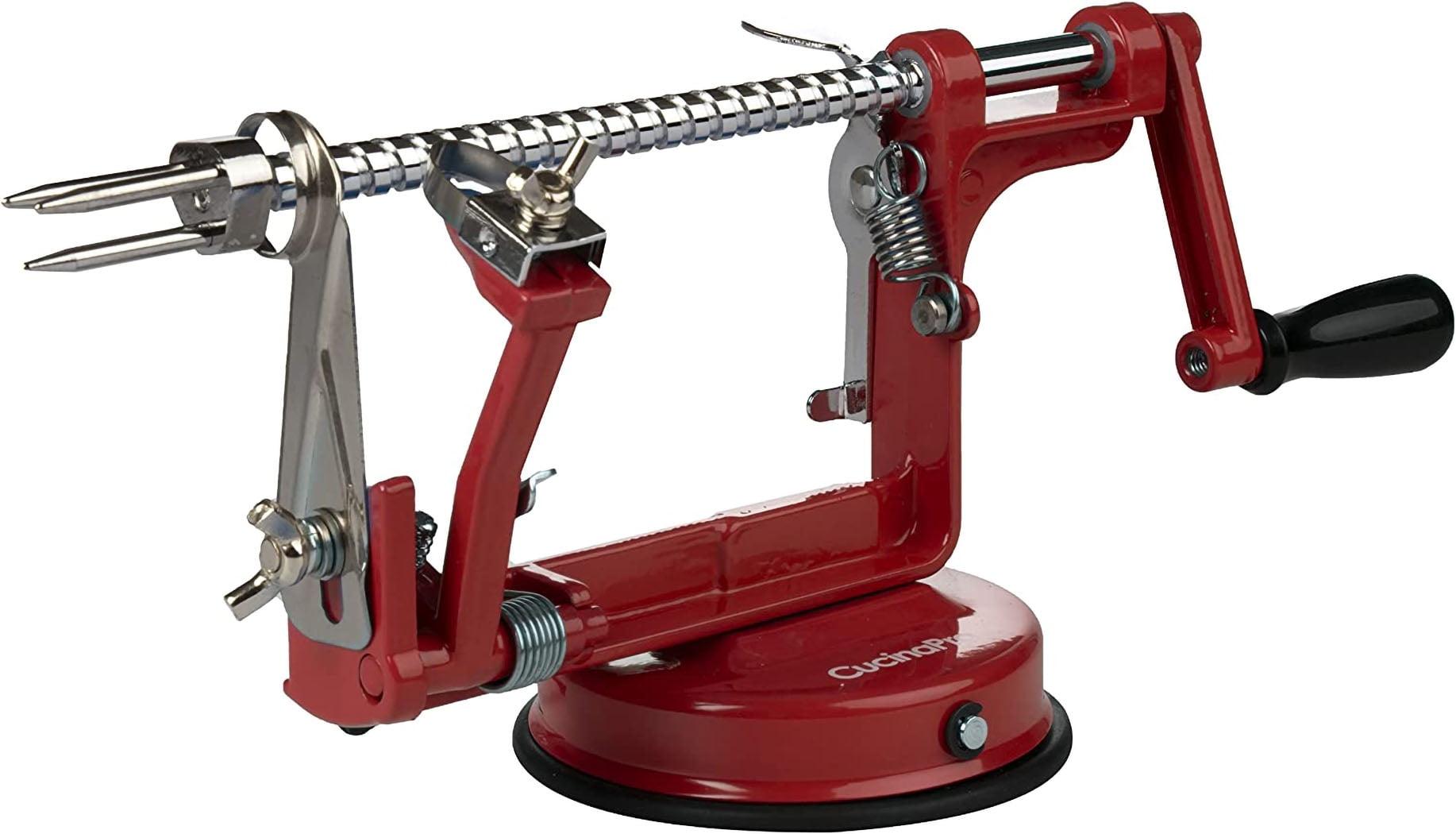 Red Cast Iron Apple Peeler and Corer with Suction Base