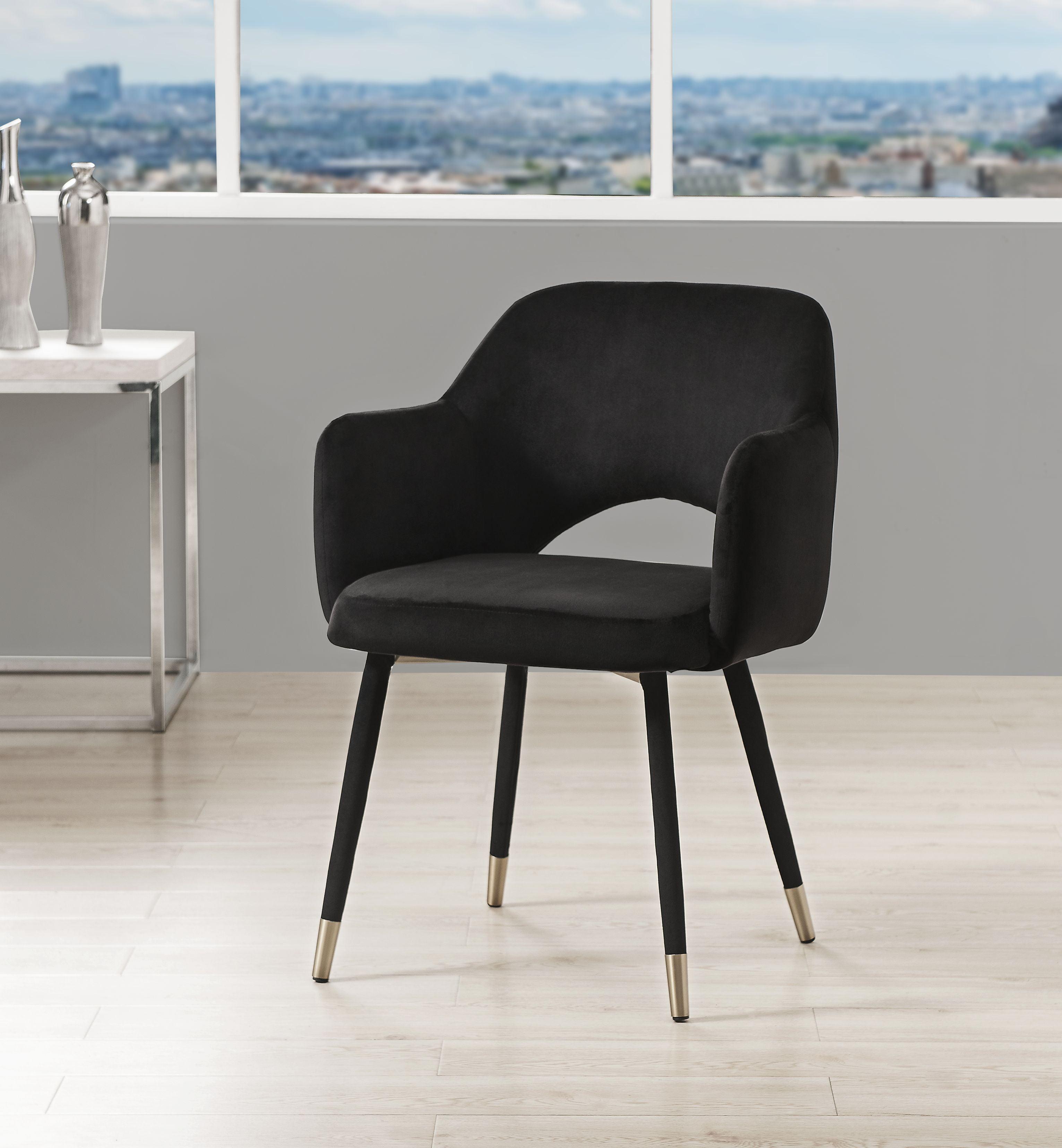 Applewood Accent Chair, Leisure Accent Chair with Arms on Side Corner, Modern Velvet Accent Chair with Solid Wood Legs, Upholstered Desk Chair, for Bedroom Living Room, Dorm, Black