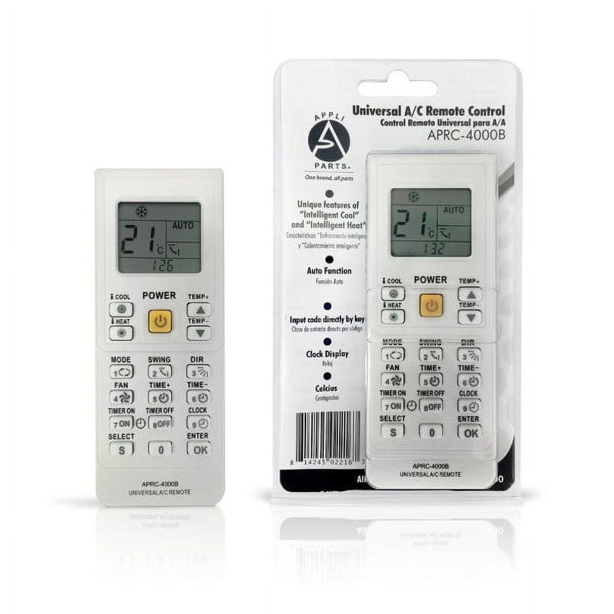 Appli Parts APRC-4000B Universal Air Conditioning Remote Control, 1.5 in LCD, Celsius, 4,000 Frequencies