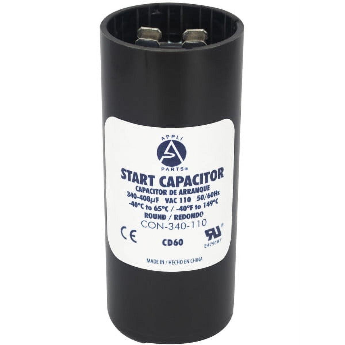 Appli Parts Black Round Motor Start Capacitor 340-408 Mfd 110-125 VAC