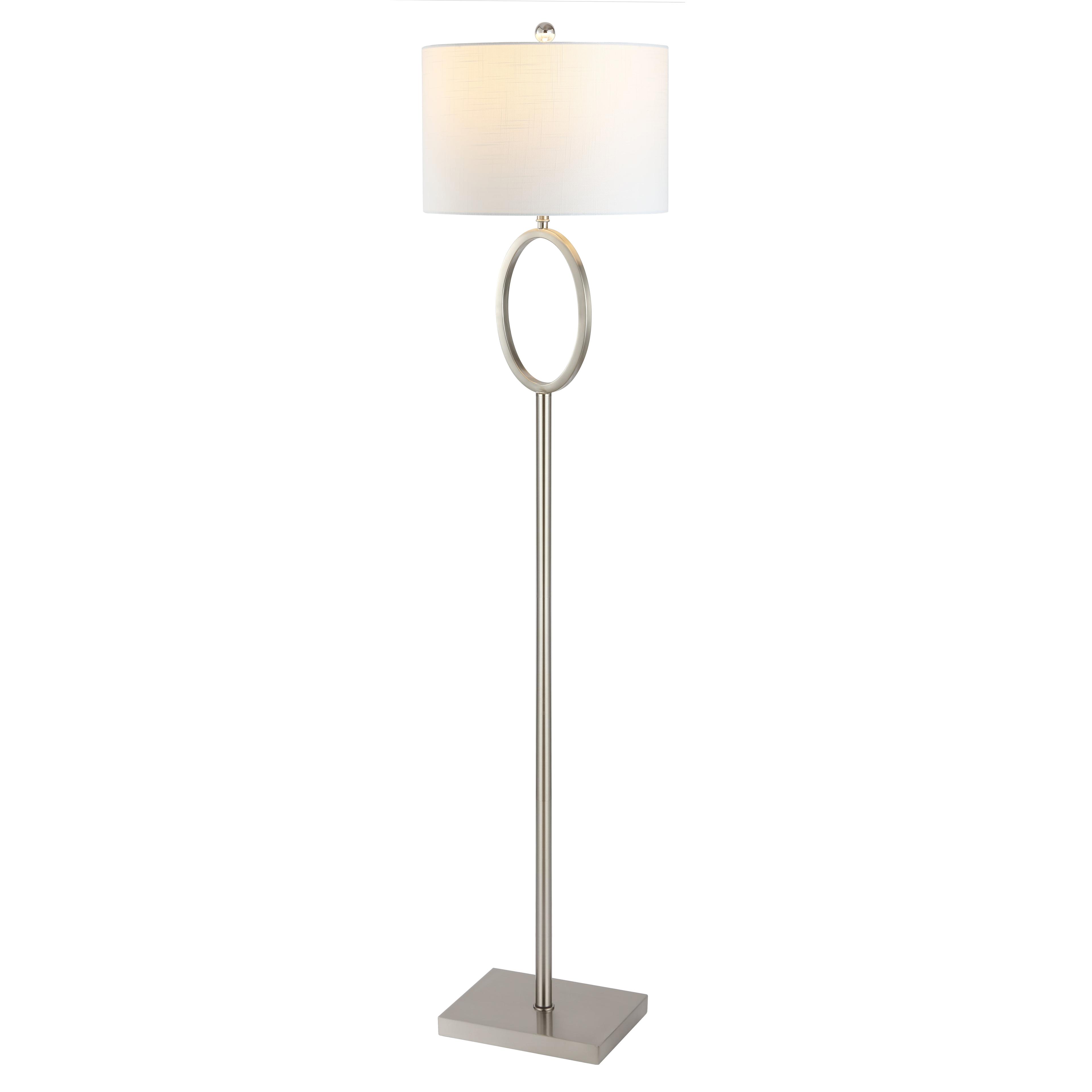 April Elegance 61" Nickel Metal LED Floor Lamp with White Linen Shade