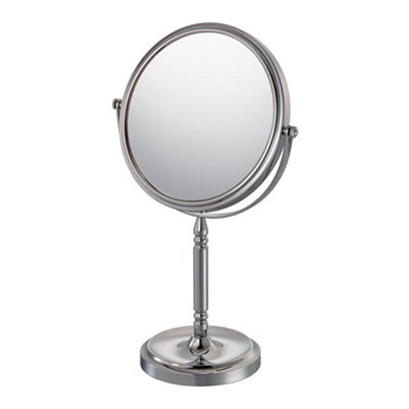 Modern Chrome Countertop Magnifying Makeup Mirror with Recessed Base