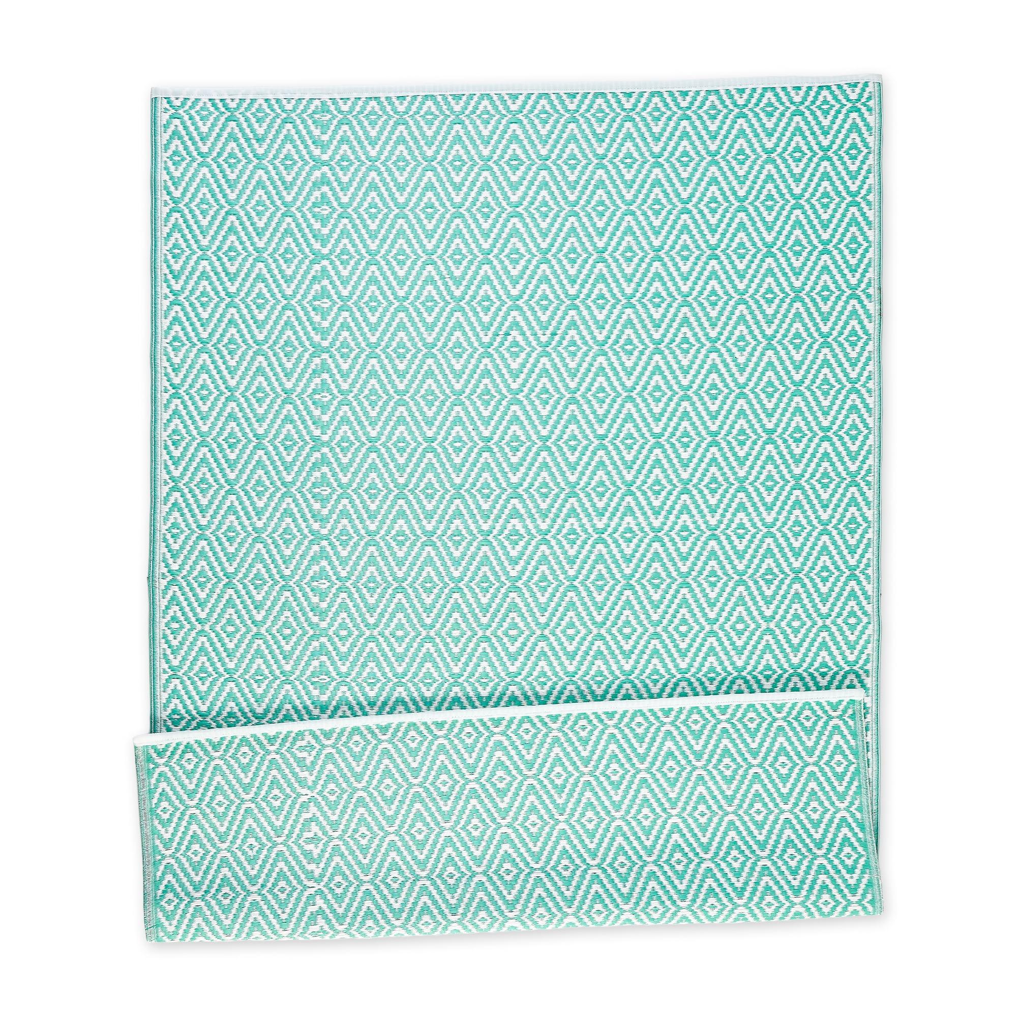 Aqua Diamond Reversible Synthetic Rug 4' x 6'