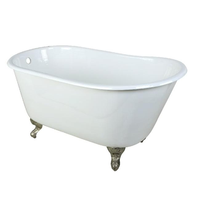 Kingston Brass Aqua Eden 53-Inch Cast Iron Oval Single Slipper Clawfoot Tub (No Faucet Drillings)